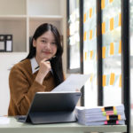 businesswoman filing taxes early