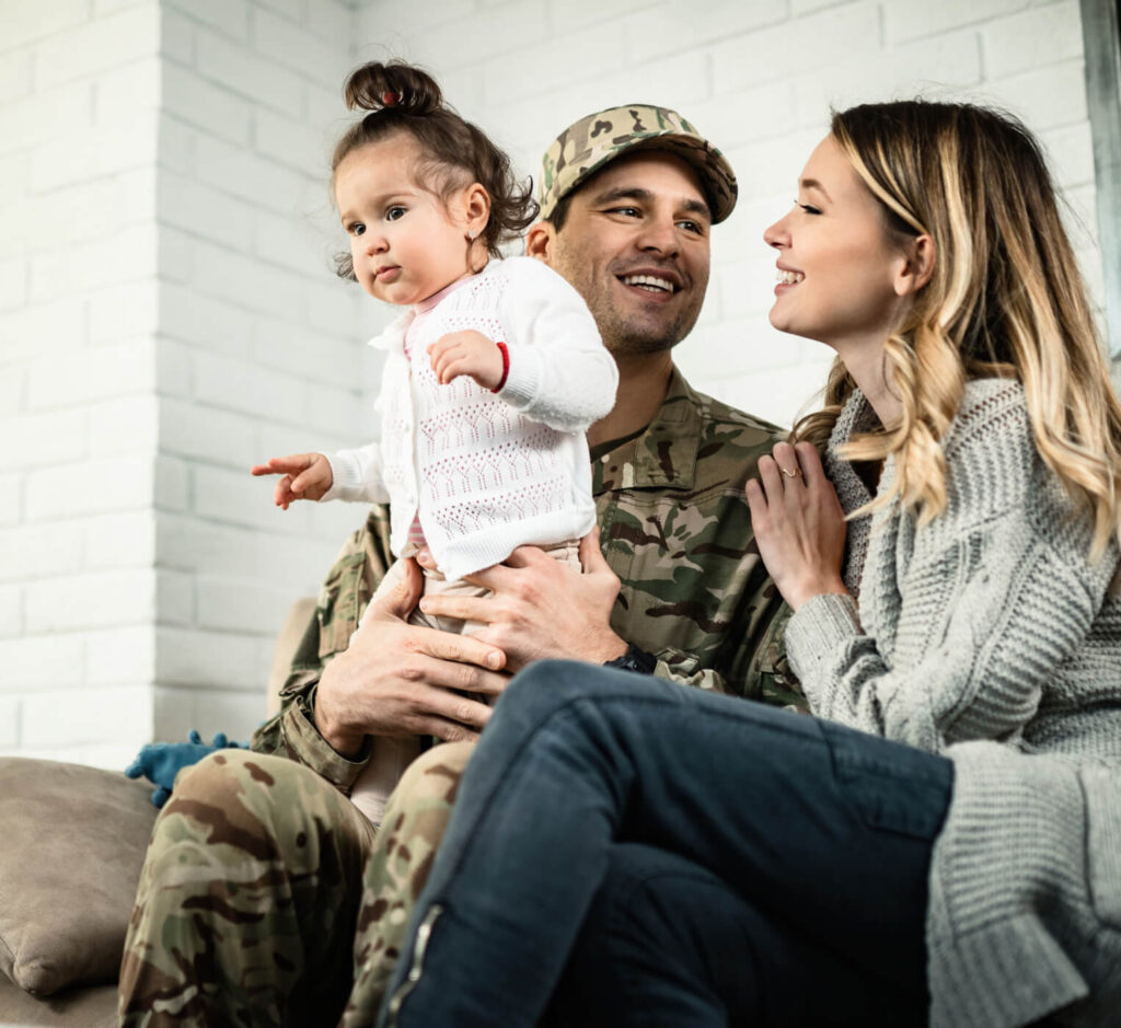 happy military family enjoying in time together