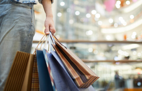 person with bags seasonal shopping