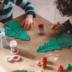 kids painting christmas tree