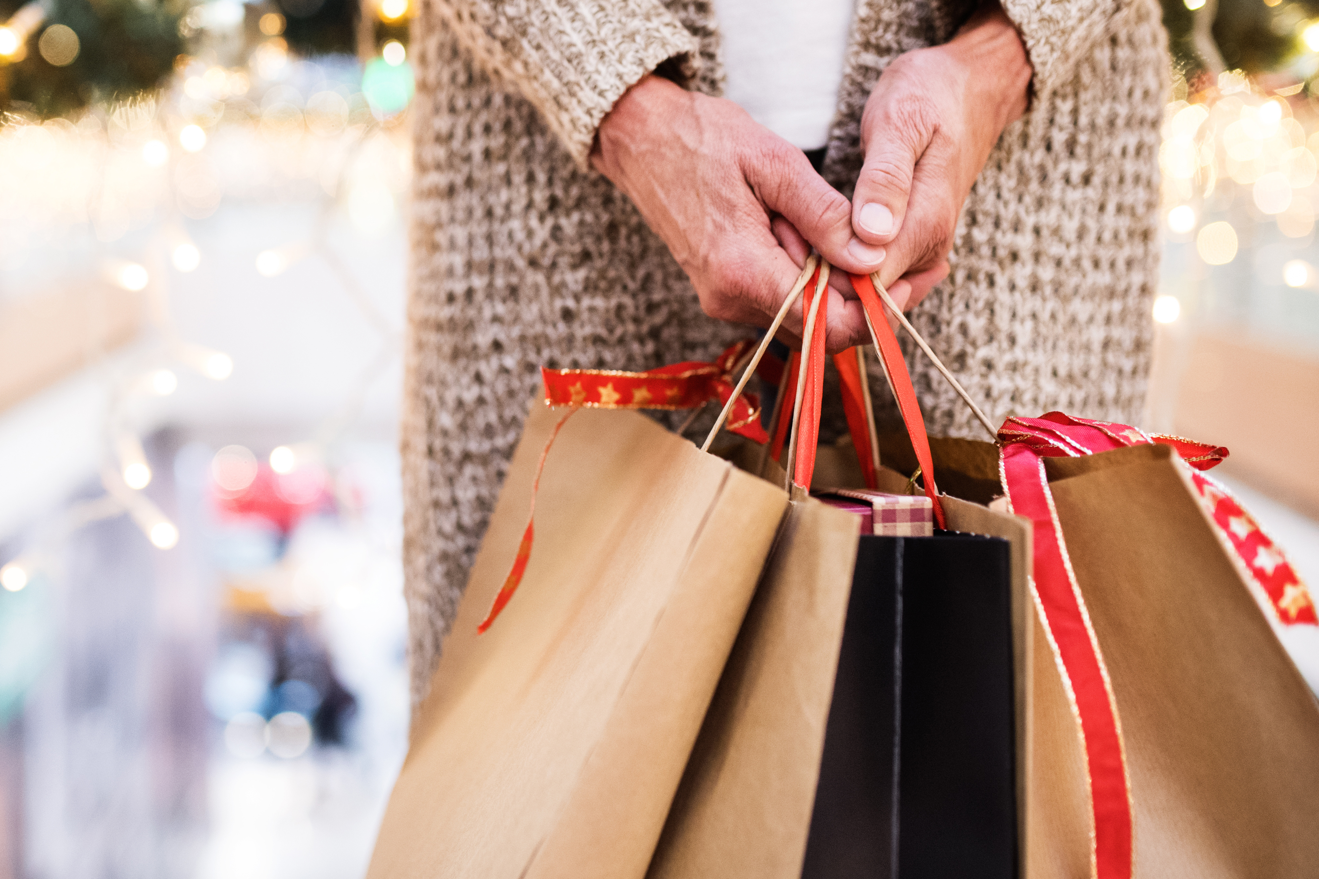 person holding shopping bags